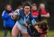 13 February 2019; Katelyn Doran of MU Barnhall is tackled by Meaghan Kenny of IT Carlow during the Kay Bowen Women’s Senior 7s Final match between IT Carlow and MU Barnhall at MU Barnhall RFC in Leixlip, Kildare. Photo by Piaras Ó Mídheach/Sportsfile