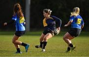 13 February 2019; Sinéad O'Leary of UL in action against Soha Smith, left, and Kerry McGloane of DCU during the Kay Bowen Women’s Senior Cup match between DCU and UL at MU Barnhall RFC in Leixlip, Kildare. Photo by Piaras Ó Mídheach/Sportsfile