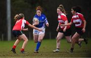 13 February 2019; Sara Pawsey of Queen's University in action against Ellen Keating of CIT, left, during the Kay Bowen Women’s Senior 7s match between CIT and Queen's University at MU Barnhall RFC in Leixlip, Kildare. Photo by Piaras Ó Mídheach/Sportsfile