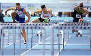 13 February 2019; David King of Great Britain, left, Matthew Behan of Ireland and Shane Aston of Ireland, right, competing in the AIT Sport Men's 60m Hurdles during the AIT International Grand Prix 2019 at the Athlone Institute of Technology in Westmeath. Photo by Brendan Moran/Sportsfile