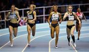 13 February 2019; Athletes, from left, Jessie Kmight of Great Britain, Anita Horvat of Slovenia, Lina Nielsen of Great Britain and Meghan Beesley of Great Britain race for the finish line in the Roscommon County Council Women's 400m during the AIT International Grand Prix 2019 at the Athlone Institute of Technology in Westmeath. Photo by Brendan Moran/Sportsfile