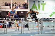 13 February 2019; Andreas Martinsen of Denmark, left, and Jake Porter of Great Britain competing in he AIT Sport Men's 60m Hurdles during the AIT International Grand Prix 2019 at the Athlone Institute of Technology in Westmeath. Photo by Brendan Moran/Sportsfile