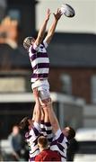 14 February 2019; Hugh Lonergan of Clongowes Wood wins pssoession in a lineout during the Bank of Ireland Leinster Schools Senior Cup Round 2 match between Clongowes Wood College and CBC Monkstown at Energia Park in Donnybrook, Dublin. Photo by Matt Browne/Sportsfile