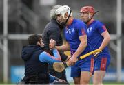 14 February 2019; Aaron Gillane of Mary Immaculate College celebrates with Mary Immaculate College manager Jamie Wall following the Electric Ireland Fitzgibbon Cup Semi-Final match between National University of Ireland Galway and Mary Immaculate College Limerick at Cusack Park in Ennis, Clare. Photo by Eóin Noonan/Sportsfile