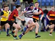 14 February 2019; Tom Coghlan of Clongowes Wood is tackled by Gareth Hughes of CBC Monkstown during the Bank of Ireland Leinster Schools Senior Cup Round 2 match between Clongowes Wood College and CBC Monkstown at Energia Park in Donnybrook, Dublin. Photo by Matt Browne/Sportsfile