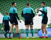 15 February 2019; Jacob Stockdale, right, with Jack Conan, left, and Tadhg Furlong, centre, during an Ireland rugby open training session at the Aviva Stadium in Dublin. Photo by Seb Daly/Sportsfile