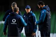 15 February 2019; Head coach Joe Schmidt, centre, with backroom staff from left, forwards coach Simon Easterby, kicking coach Richie Murphy and defence coach Andy Farrell during an Ireland rugby open training session at the Aviva Stadium in Dublin. Photo by Seb Daly/Sportsfile