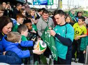 15 February 2019; Jonathan Sexton meets supporters following an Ireland rugby open training session at the Aviva Stadium in Dublin. Photo by Seb Daly/Sportsfile