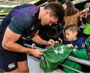 15 February 2019; Jacob Stockdale meets supporters following an Ireland rugby open training session at the Aviva Stadium in Dublin. Photo by Seb Daly/Sportsfile