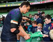 15 February 2019; Quinn Roux meets supporters following an Ireland rugby open training session at the Aviva Stadium in Dublin. Photo by Seb Daly/Sportsfile