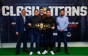 15 February 2019; In attendance are, from left, Leonard Gunning, Promoter, Boxing Ireland, Eric Donovan, Conor Slater, Promoter, Assassin Promotions, Stephen McAfee, and Stephen Sharpe, Promoter, Boxing Ireland,  during the Clash Of The Titans Press Conference at the National Stadium in Dublin. Photo by Sam Barnes/Sportsfile