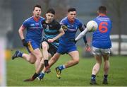 15 February 2019; Dean Rice of SRC in action against, from left, Danny Downes, Kieran Breen and Cian O'Connell of Mary I Thurles during the Electric Ireland HE GAA Corn Comhairle Ardoideachais Final match between Southern Regional College and Mary Immaculate College, Thurles, at Mallow GAA Sports Comlpex in Cork. Photo by Diarmuid Greene/Sportsfile