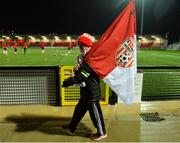 15 February 2019; Derry City supporter John P O'Doherty before the SSE Airtricity League Premier Division match between Derry City and UCD at the Ryan McBride Brandywell Stadium in Derry. Photo by Oliver McVeigh/Sportsfile