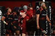 15 February 2019; Neil Cronin of Munster, centre, is congratulated by team-mates Fineen Wycherley, left, and Jean Kleyn after scoring his side's first try during the Guinness PRO14 Round 15 match between Munster and Southern Kings at Irish Independent Park in Cork. Photo by Diarmuid Greene/Sportsfile