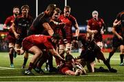 15 February 2019; Jean Kleyn of Munster scores his side's fifth try despite the efforts of Sarel Pretorius of Southern Kings during the Guinness PRO14 Round 15 match between Munster and Southern Kings at Irish Independent Park in Cork. Photo by Diarmuid Greene/Sportsfile