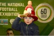 15 February 2019; Harry O'Grady, son of former Sligo Rovers captain Conor O'Grady, wearing the famous bowler worn by Frazer Browne to the 1939 Cup Final in attendance at the Sligo launch of the National Football Exhibition at City Hall in Sligo. Photo by Peter Wilcock/Sportsfile