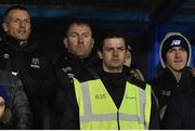 15 February 2019; Waterford manager Alan Reynolds, centre, watches the match from the stand during the SSE Airtricity League Premier Division match between Waterford and Shamrock Rovers at the RSC in Waterford. Photo by Matt Browne/Sportsfile
