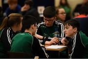 16 February 2019; Louth team from Naomh Máirtín, Tom Gray, Jack Lynch, Hannah McGrory and Conor Maguire  taking part in the Tráth na gCéisteann Boird during the Cream of The Crop at Scór na nÓg All Ireland Finals at St Gerards De La Salle Secondary School in Castlebar, Co Mayo. Photo by Eóin Noonan/Sportsfile