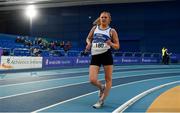 16 February 2019; Kate Veale of West Waterford AC, Co. Waterford, on her way to winning the 3k Walk event  during day 1 of the Irish Life Health National Senior Indoor Athletics Championships at the National Indoor Arena in Abbotstown, Dublin. Photo by Sam Barnes/Sportsfile