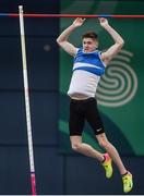 16 February 2019; Matthew Callinan Keenan of St. L. O'Toole AC, Co Carlow, competing in the Men's Pole Vault during day 1 of the Irish Life Health National Senior Indoor Athletics Championships at the National Indoor Arena in Abbotstown, Dublin. Photo by Sam Barnes/Sportsfile