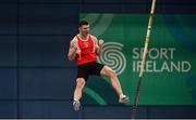 16 February 2019; Michael Bowler, Enniscorthy A.C., Co. Wexford, celebrates a clearance whilst competing in the Men's Pole Vault during day 1 of the Irish Life Health National Senior Indoor Athletics Championships at the National Indoor Arena in Abbotstown, Dublin. Photo by Sam Barnes/Sportsfile