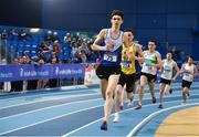 16 February 2019; Conor Duncan of Ratoath AC, Co. Meath, competing in the Men's 800m event during day 1 of the Irish Life Health National Senior Indoor Athletics Championships at the National Indoor Arena in Abbotstown, Dublin. Photo by Sam Barnes/Sportsfile