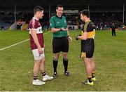 16 February 2019; Referee Seán Hurson with captains Shane Mulligan of Mullinalaghta St Columba's, left, and John Payne of Dr Crokes during the coin toss prior to the AIB GAA Football All-Ireland Senior Club Championship Semi-Final match between Mullinalaghta St Columba’s and Dr Crokes at Semple Stadium in Thurles, Tipperary. Photo by Seb Daly/Sportsfile