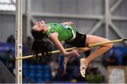 16 February 2019; Aoife O'Sullivan of Liscarroll AC, Co. Cork, competing in the Women's High Jump event during day 1 of the Irish Life Health National Senior Indoor Athletics Championships at the National Indoor Arena in Abbotstown, Dublin. Photo by Sam Barnes/Sportsfile