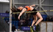 16 February 2019; Philippa Rogan of Sli Cualann AC, Co. Wicklow, competing in the Women's High Jump event during day 1 of the Irish Life Health National Senior Indoor Athletics Championships at the National Indoor Arena in Abbotstown, Dublin. Photo by Sam Barnes/Sportsfile