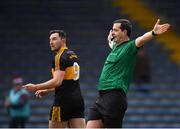 16 February 2019; Referee Seán Hurson signals for a penalty during the AIB GAA Football All-Ireland Senior Club Championship Semi-Final match between Mullinalaghta St Columba’s and Dr Crokes at Semple Stadium in Thurles, Tipperary. Photo by Seb Daly/Sportsfile