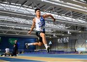 16 February 2019; Jordan Hoang of Tullamore Harriers AC, Co. Offaly, competing in the Men's Triple Jump event during day 1 of the Irish Life Health National Senior Indoor Athletics Championships at the National Indoor Arena in Abbotstown, Dublin. Photo by Sam Barnes/Sportsfile