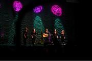 16 February 2019; Munster team from Cullen, Cork, Clodagh O Connor, Maggie Moynihan, Katie O Sullivan, Emily Nagle and Gemma Nagle competing in the Bailéad Ghrúpa catagory during the Cream of The Crop at Scór na nÓg All Ireland Finals at St Gerards De La Salle Secondary School in Castlebar, Co Mayo. Photo by Eóin Noonan/Sportsfile