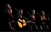 16 February 2019; Munster team from Cullen, Cork, Clodagh O Connor, Maggie Moynihan, Katie O Sullivan, Emily Nagle and Gemma Nagle competing in the Bailéad Ghrúpa catagory during the Cream of The Crop at Scór na nÓg All Ireland Finals at St Gerards De La Salle Secondary School in Castlebar, Co Mayo. Photo by Eóin Noonan/Sportsfile