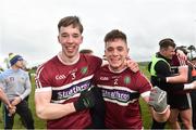 16 February 2019; Caolan Dillon, left, and Liam Rafferty of St Mary's University celebrate after the Electric Ireland HE GAA Sigerson Cup Semi-Final match between St Mary's University and University College Dublin at Mallow GAA in Mallow, Cork. Photo by Matt Browne/Sportsfile