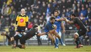 16 February 2019; Caelan Doris of Leinster is tackled by Samuele Ortis, left, and Apisai Tauyavuca of Zebre during the Guinness PRO14 Round 15 match between Zebre and Leinster at the Luigi Zaffanella Stadium in Viadana, Italy. Photo by Ramsey Cardy/Sportsfile