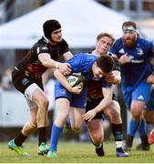 16 February 2019; Hugh O'Sullivan of Leinster is tackled by Carlo Canna, left, and Joshua Renton of Zebre during the Guinness PRO14 Round 15 match between Zebre and Leinster at the Luigi Zaffanella Stadium in Viadana, Italy. Photo by Ramsey Cardy/Sportsfile