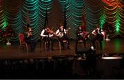 16 February 2019; Munster team from Kilshannig, Cork, Robert Dunne, Marc O Shea, Eoin Turner, Aoife Turner and Sarah Guiney competing in the Ceol Uirlise catagory during the Cream of The Crop at Scór na nÓg All Ireland Finals at St Gerards De La Salle Secondary School in Castlebar, Co Mayo. Photo by Eóin Noonan/Sportsfile