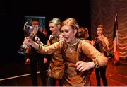 16 February 2019; Representing Connacht, Emily Greaney from Abbeyknockmoy, Galway celebrates with the cup after winning the Rince Seit catagory during the Cream of The Crop at Scór na nÓg All Ireland Finals at St Gerards De La Salle Secondary School in Castlebar, Co Mayo. Photo by Eóin Noonan/Sportsfile