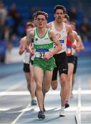 17 February 2019; Brian Fay of Raheny Shamrock AC, Co. Dublin, competing in the Men's 3000m event during day two of the Irish Life Health National Senior Indoor Athletics Championships at the National Indoor Arena in Abbotstown, Dublin. Photo by Eóin Noonan/Sportsfile