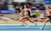 17 February 2019; Ciara Neville of Emerald AC, Co. Limerick, and Lauren  Roy of City of Lisburn AC, Co. Down, competing in the 60m event during day two of the Irish Life Health National Senior Indoor Athletics Championships at the National Indoor Arena in Abbotstown, Dublin. Photo by Sam Barnes/Sportsfile