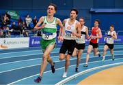 17 February 2019; Brian Fay of Raheny Shamrock AC, Co. Dublin, left, and Paul Robinson of St. Coca's AC, Co. Kildare, competing in the Men's 3000m event during day two of the Irish Life Health National Senior Indoor Athletics Championships at the National Indoor Arena in Abbotstown, Dublin. Photo by Sam Barnes/Sportsfile