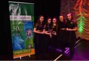 16 February 2019; Leinster team from Kilcormac-Killoughey, Offaly, Aoibhe Dooley, Verona Lynch, Aine Gleeson, Meibh Dooley and Naoise Dooley with the cup after winning the Ceol Uirlise catagory during the Cream of The Crop at Scór na nÓg All Ireland Finals at St Gerards De La Salle Secondary School in Castlebar, Co Mayo. Photo by Eóin Noonan/Sportsfile