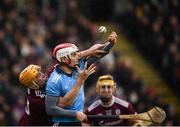 17 February 2019; Cian O'Callaghan of Dublin in action against Davy Glennon of Galway during the Allianz Hurling League Division 1B Round 3 match between Galway and Dublin at Pearse Stadium in Salthill, Galway. Photo by Harry Murphy/Sportsfile