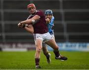 17 February 2019; Conor Whelan of Galway in action against Seán Moran of Dublin during the Allianz Hurling League Division 1B Round 3 match between Galway and Dublin at Pearse Stadium in Salthill, Galway. Photo by Harry Murphy/Sportsfile