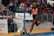17 February 2019; Rhasidat Adeleke of Tallaght AC, Co. Dublin, on her way to winning the Women's 200m during day two of the Irish Life Health National Senior Indoor Athletics Championships at the National Indoor Arena in Abbotstown, Dublin. Photo by Sam Barnes/Sportsfile