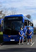 18 February 2019; Leinster Rugby and Aircoach announced today that Aircoach will continue as Official Coach Supplier to Leinster Rugby and their new 191 D bus was also unveiled to the players and coaching team at their UCD base. The new bus will be responsible for transport of the Leinster Rugby squad to and from Dublin Airport for all their away fixtures throughout the season as well as inter-provincial Guinness PRO14 games. In attendance at Leinster Rugby HQ in UCD were Dervla McKay, Managing Director of Aircoach, Mick Dawson, CEO of Leinster Rugby, Leo Cullen, Head Coach of Leinster Rugby, John Fogarty, Leinster scrum coach with Leinster Rugby players Caelan Doris and Barry Daly. Pictured are John Fogarty, centre, with Barry Daly, left, and Caelan Doris. Photo by Piaras Ó Mídheach/Sportsfile