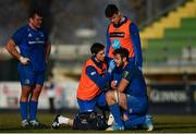 16 February 2019; Caelan Doris of Leinster is treated for an injury by Stuart O'Flanagan and Karl Denvir during the Guinness PRO14 Round 15 match between Zebre and Leinster at the Luigi Zaffanella Stadium in Viadana, Italy. Photo by Ramsey Cardy/Sportsfile