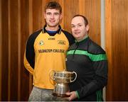 19 February 2019; Man of the Match Cormuc Curran of Kildalton College receives the trophy from Referee Kevin Brady after the Electric Ireland HE GAA Corn Padraig Mac Diarmada Final match between Dundalk Institute of Technology and Kildalton College at the GAA Centre of Excellence in Abbotstown, Dublin. Photo by Harry Murphy/Sportsfile