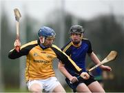 19 February 2019; James Quigley of Kildalton College in action against Padraig McGahan of DKIT during the Electric Ireland HE GAA Corn Padraig Mac Diarmada Final match between Dundalk Institute of Technology and Kildalton College at the GAA Centre of Excellence in Abbotstown, Dublin. Photo by Harry Murphy/Sportsfile