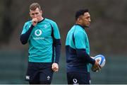 20 February 2019; Chris Farrell, left, with Bundee Aki during Ireland Rugby squad training at Carton House in Maynooth, Kildare. Photo by Brendan Moran/Sportsfile